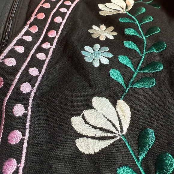 ROLLER RABBIT  Black Dress with Floral Embroidery size XL - Picture 13 of 13